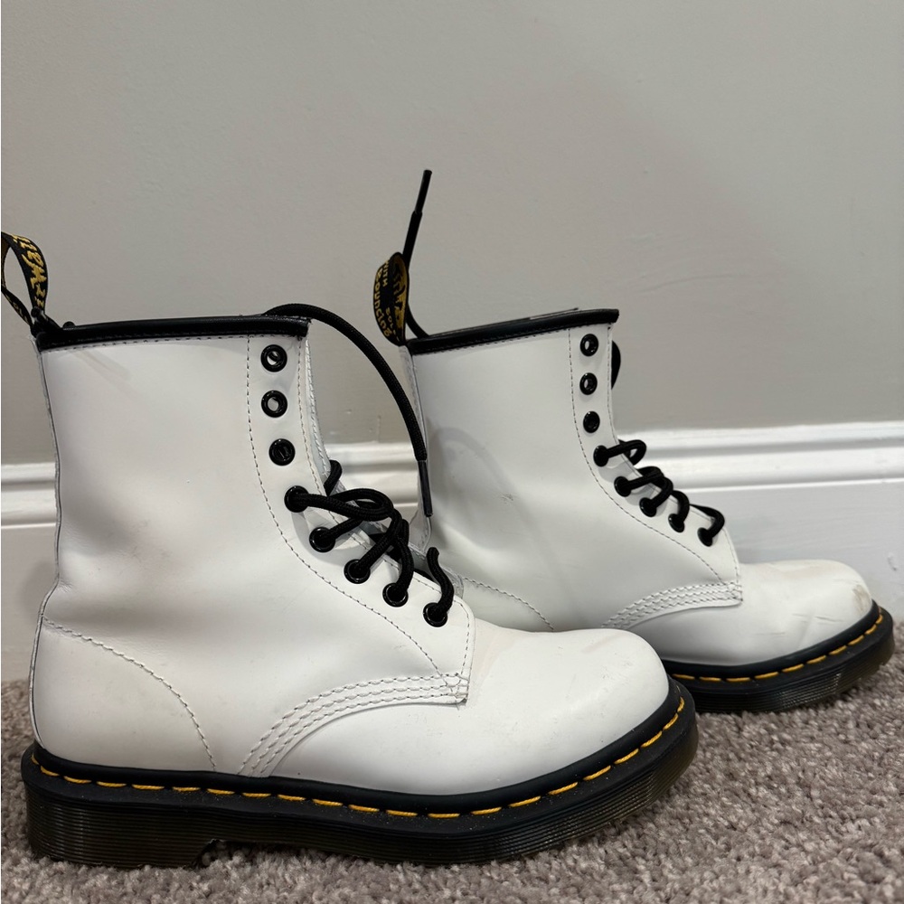 White Leather Lace-Up Boots